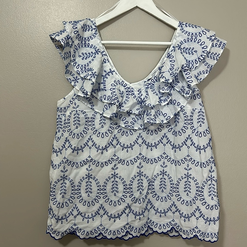 White and blue top